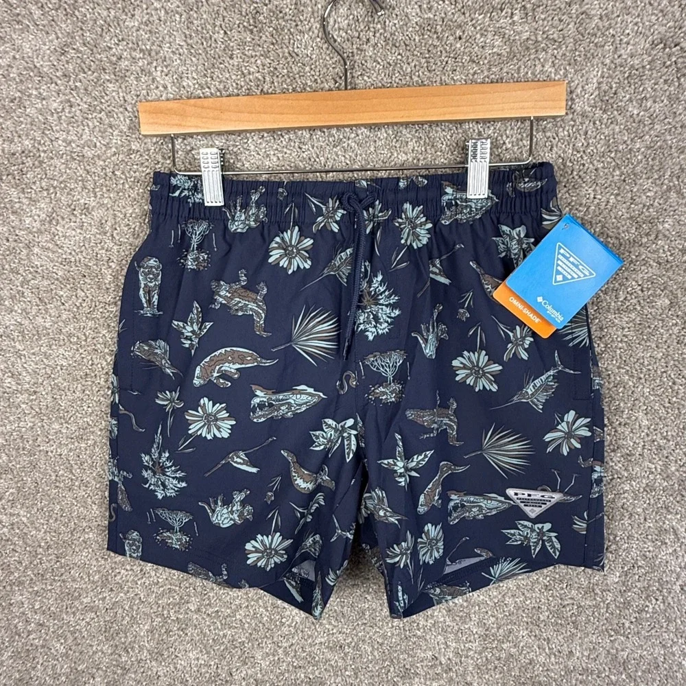 Columbia PFG Rambler Printed Water Shorts Men's Small Navy‎ Blue Omni Shade NEW